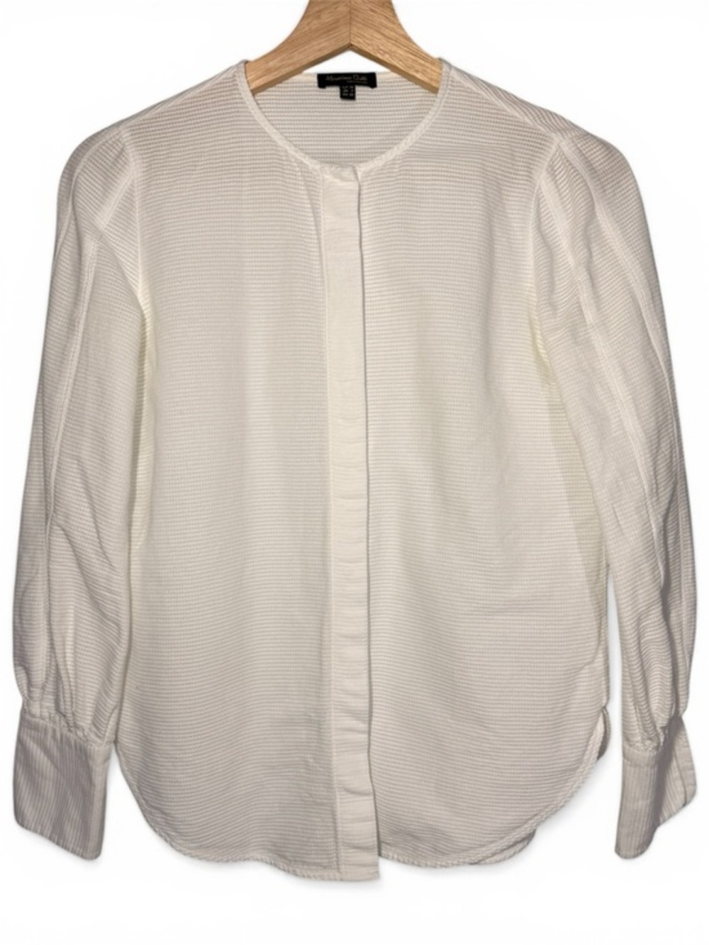 Massimo Dutti White Button-Down Textured Blouse size 2